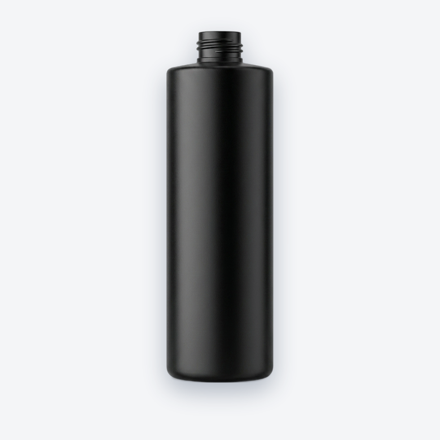 Frasco PEAD 500 ml — Frasco e tampa preta · linha PEAD, 500 ml