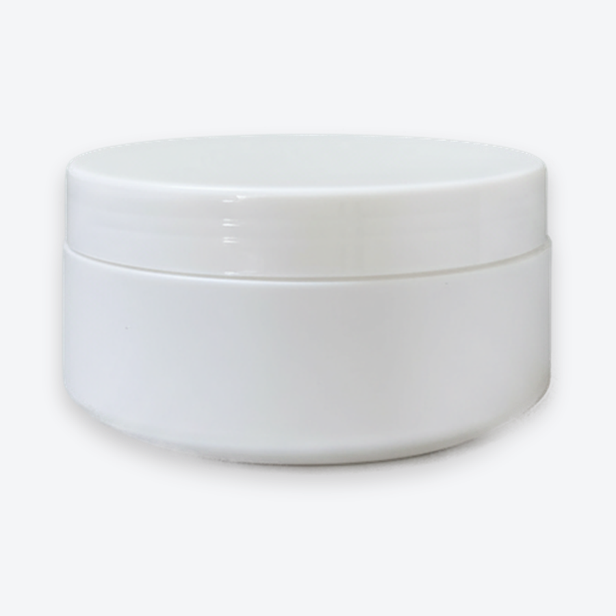 Pote Achatado 200 g — Baixo Largo · Tampa Branca, 200 g