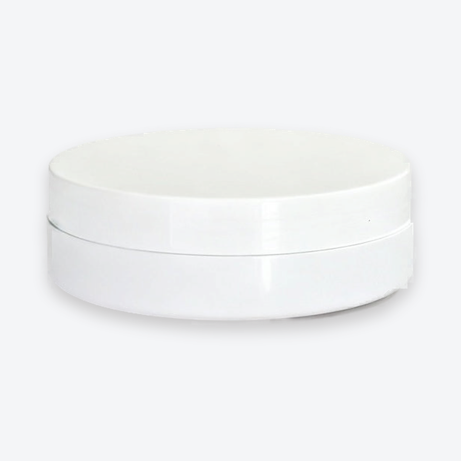 Pote Lisa Achatado 150 g — Redondo Achatado · Tampa Branca, 150 g