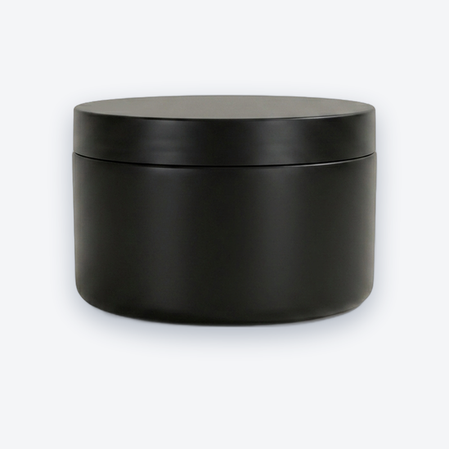 Pote PEAD 300 g — Pote e tampa pretas · linha PEAD, 300 g