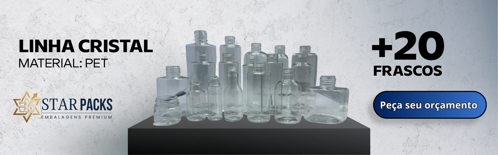 Linha Cristal PET — mais de 20 frascos